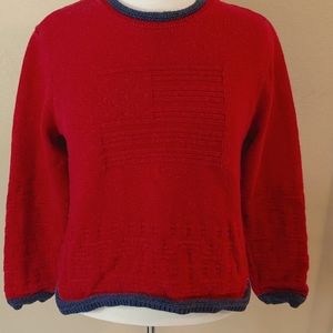 Liz Claiborne PETITE Vintage FLAG Red/Navy Sweater SZ Petite Small (Short) EUC!